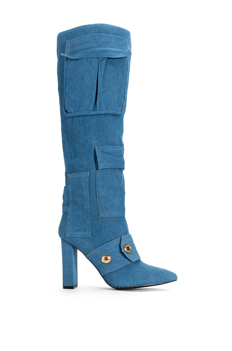 JAMISEN BLUE CHUNKY BOOT IN DENIM