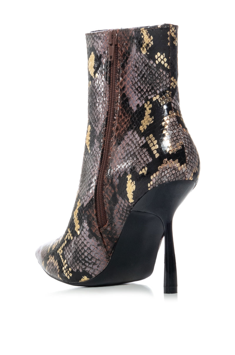 AZALEA WANG ALCMENE SNAKESKIN BOOTIE IN MULTI