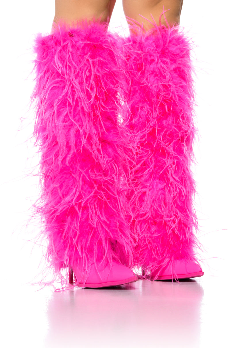 AZALEA WANG PINK FEATHER BOOT