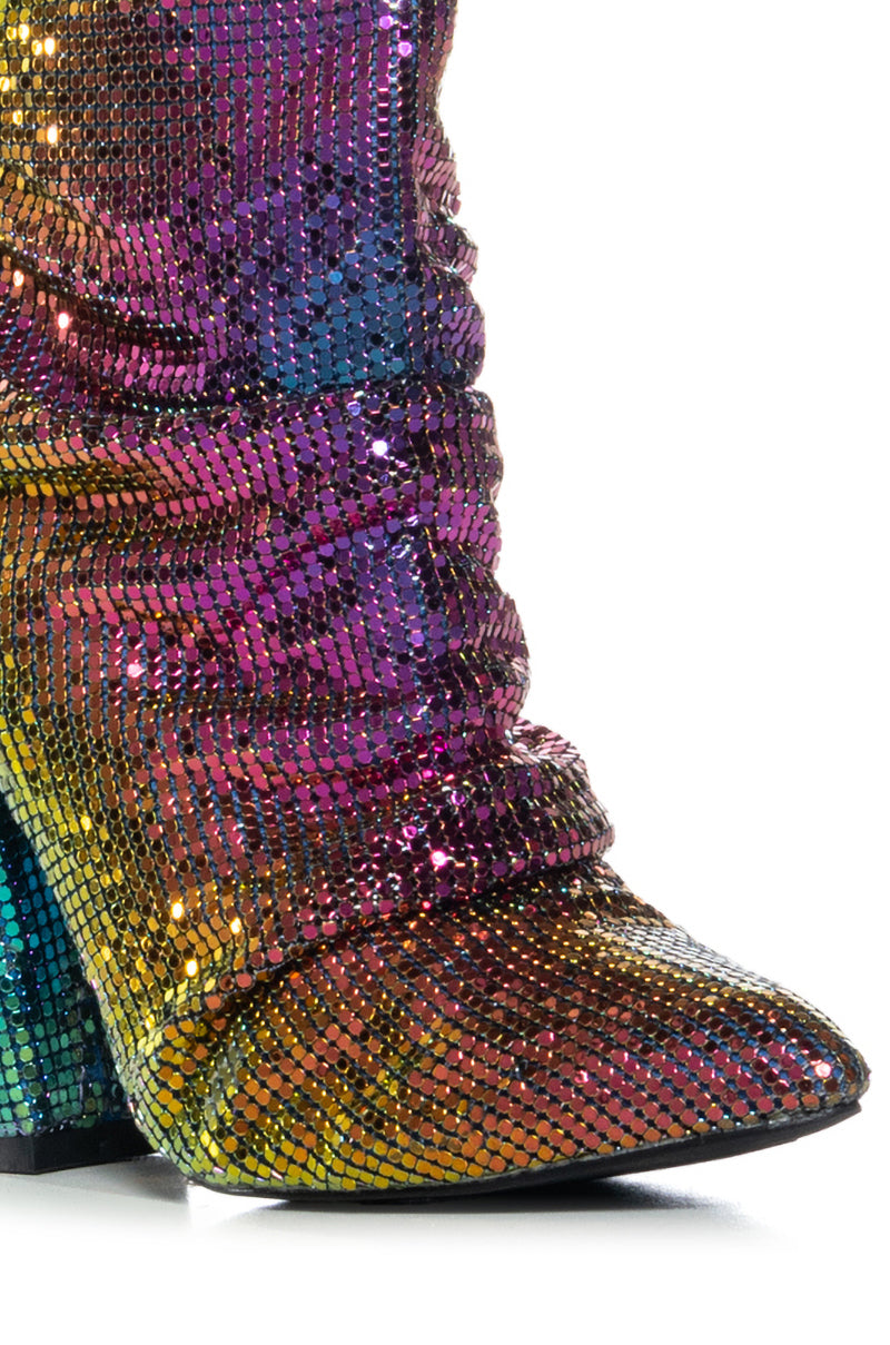 KING SEQUIN CHUNKY BOOT IN MULTI