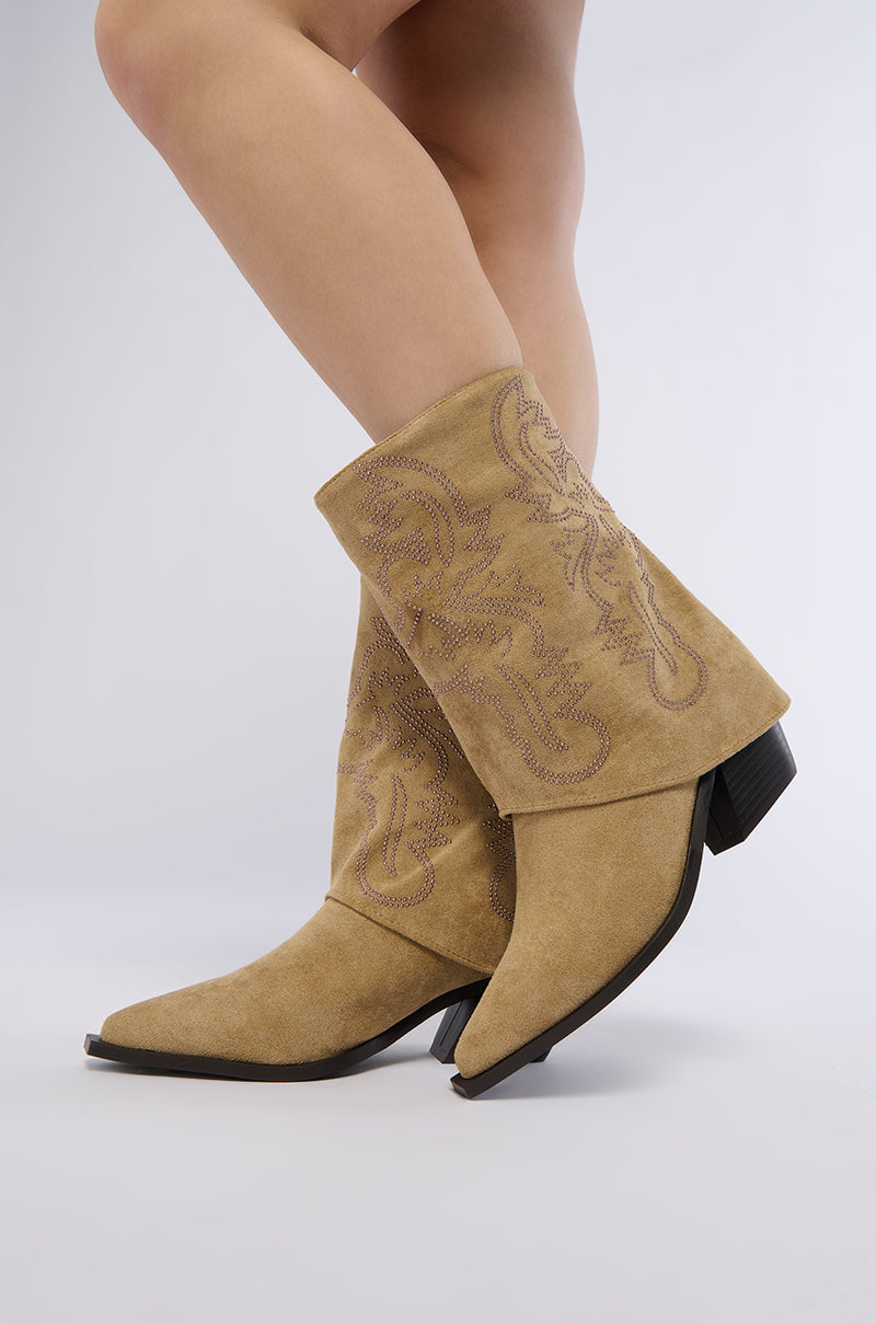 AZALEA WANG PORTABELLA BROWN WESTERN BOOTIE