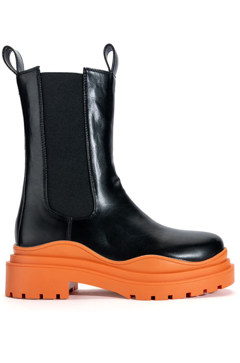 AZALEA WANG GHOSTED FLATFORM CHELSEA BOOT IN ORANGE