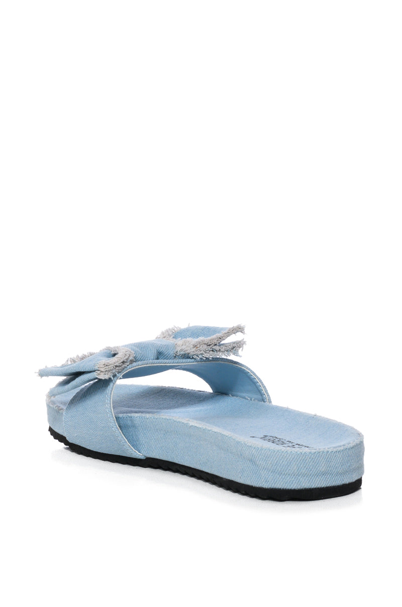 ANAI DENIM BOW SANDAL IN LIGHT BLUE