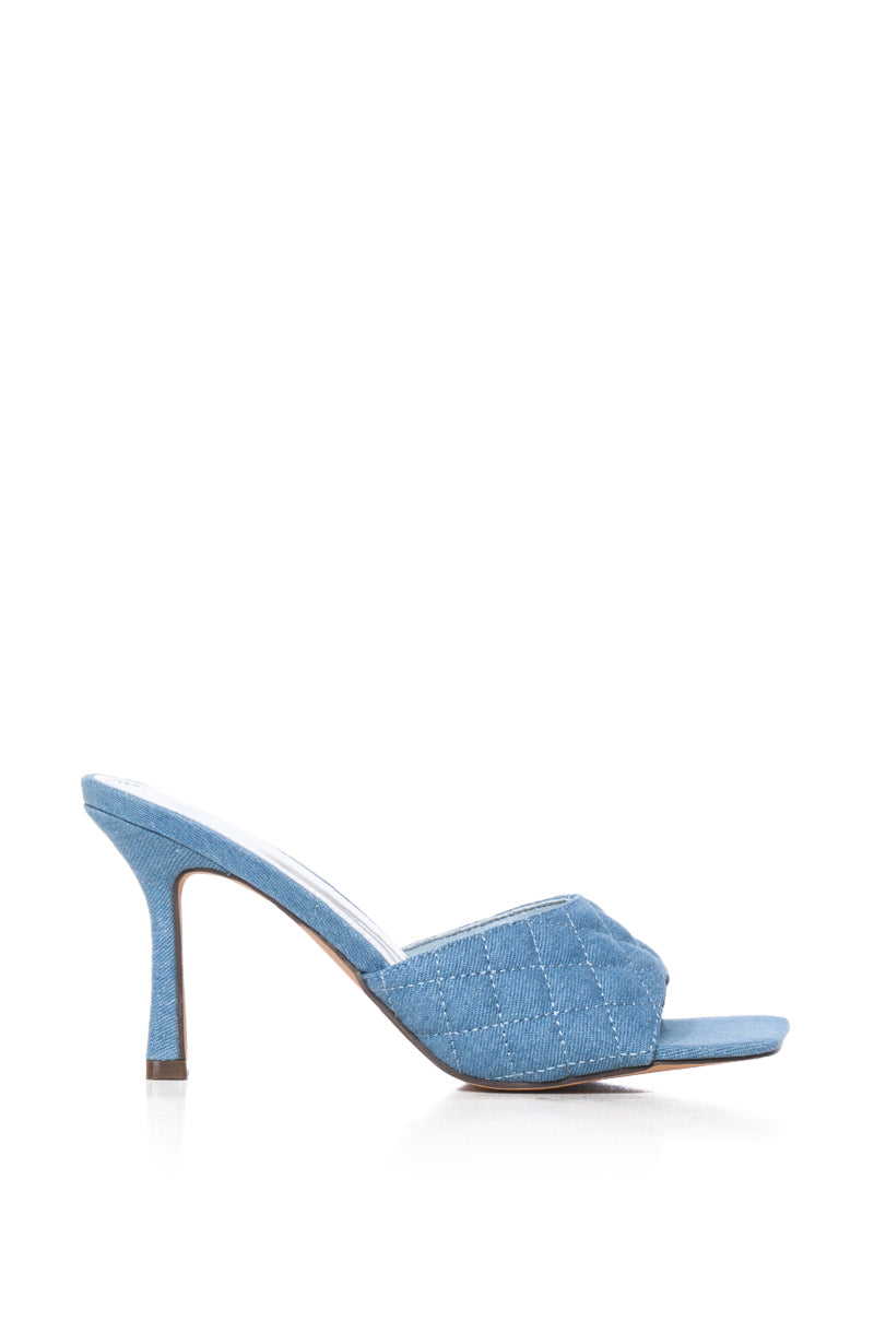 AZALEA WANG KURA DENIM STILETTO MULE SANDAL