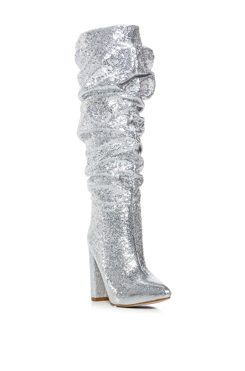 AZALEA WANG CAFFEINE SILVER CHUNKY SLOUCH BOOTIE