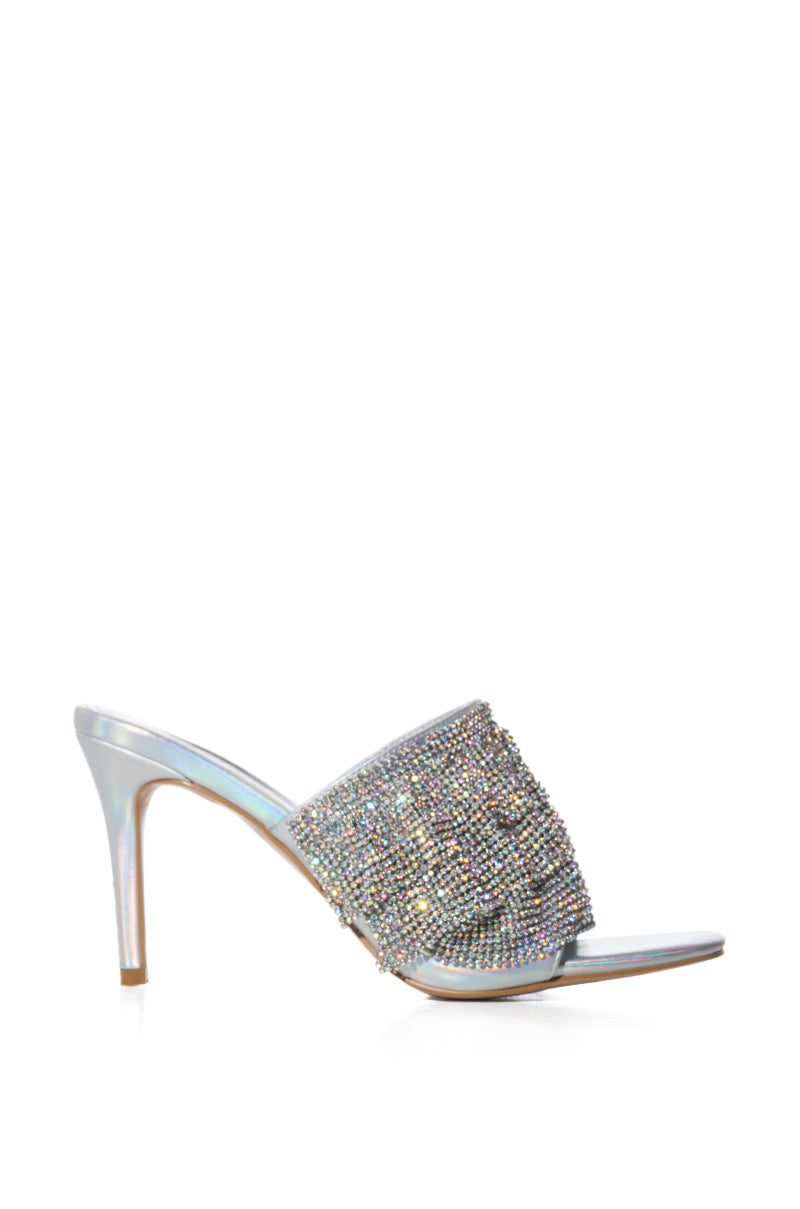 AZALEA WANG LAUDED RHINESTONE STILETTO SANDAL IN SILVER