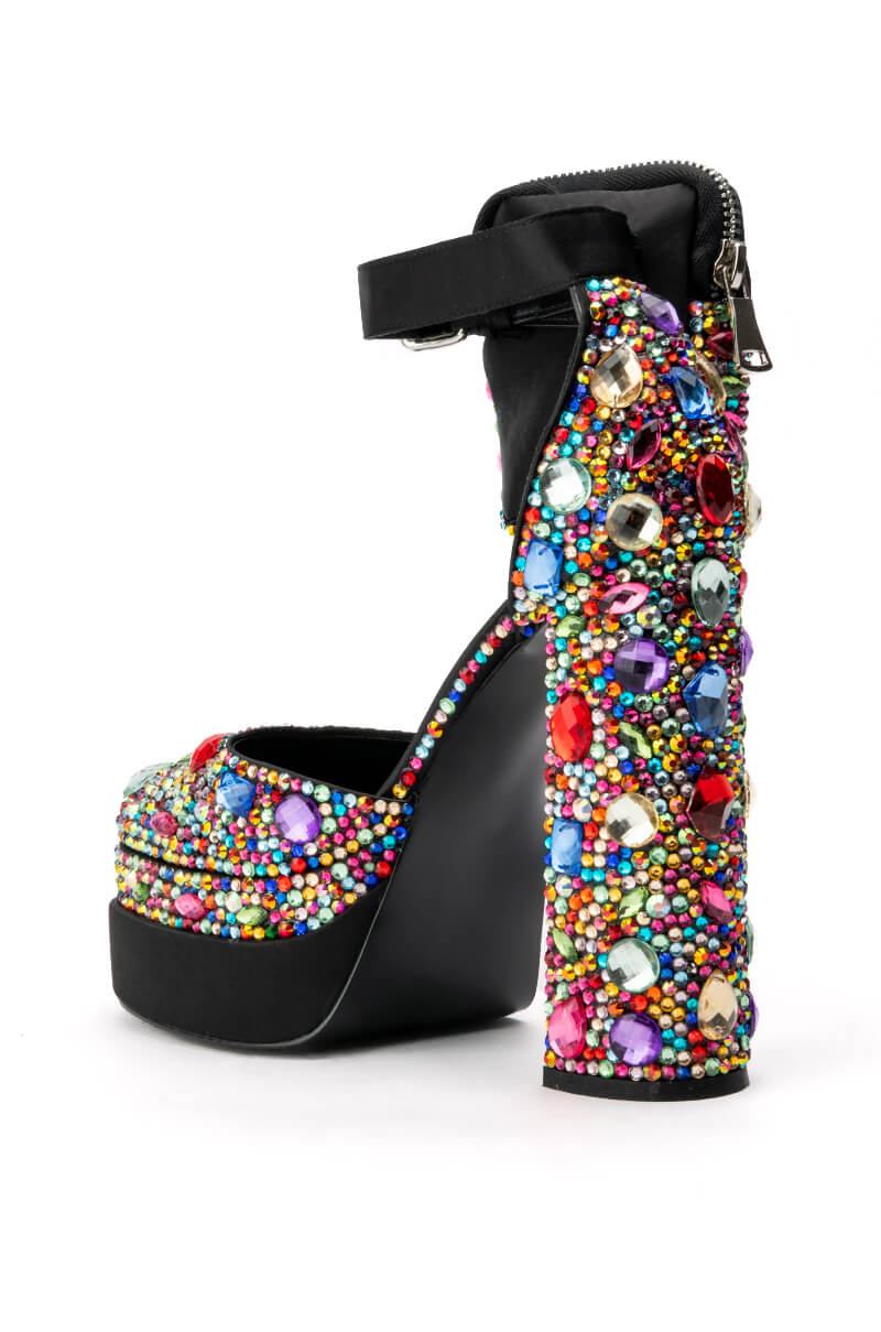 AZALEA WANG TOKYO BLING POCKET CHUNKY PUMP IN MULTI