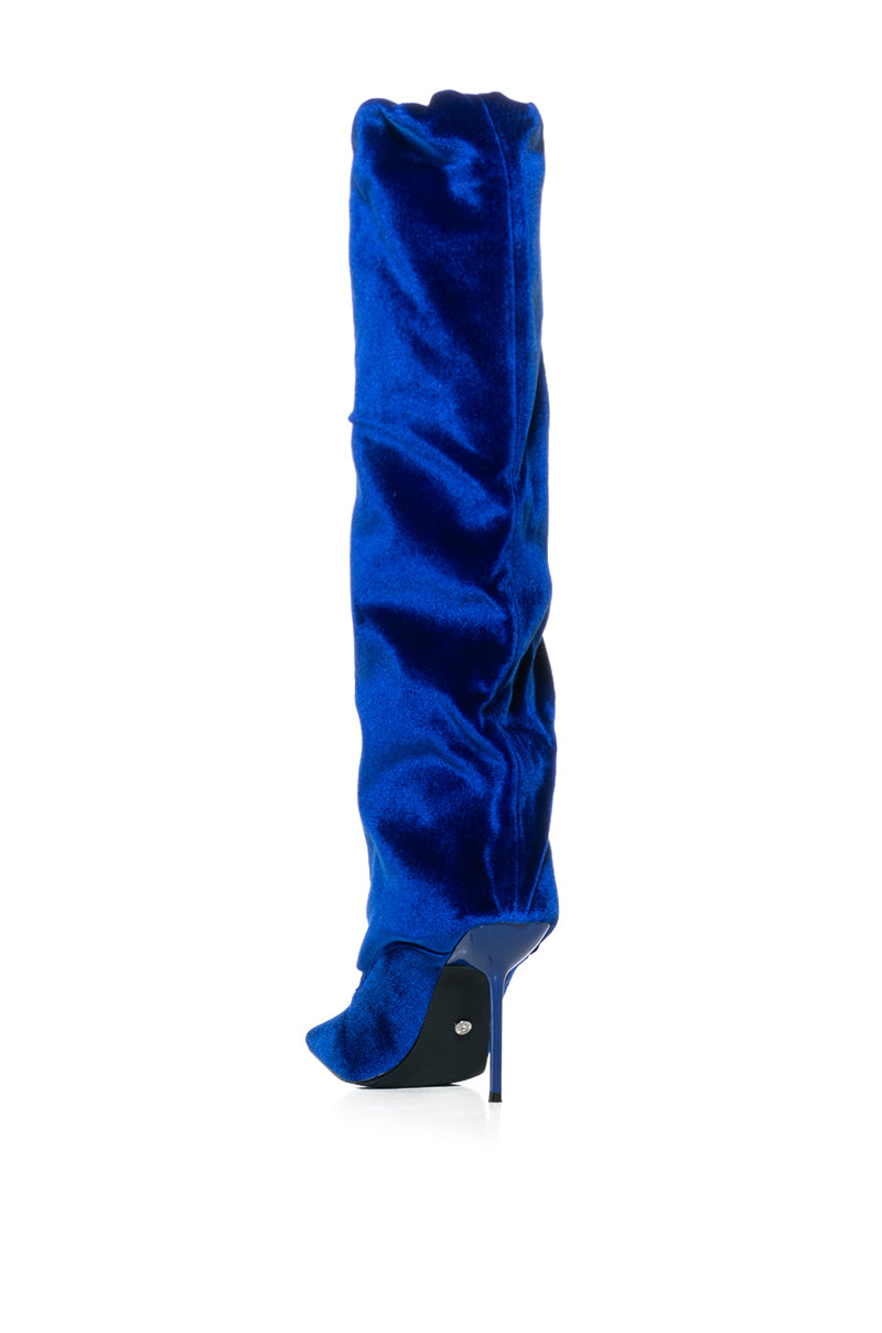 AZALEA WANG LYCHEE BLUE VELVET SLOUCH BOOT