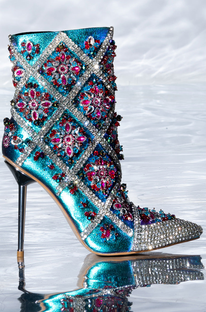 AZALEA WANG EMBELLISHED STILETTO BOOTIE IN MULTI