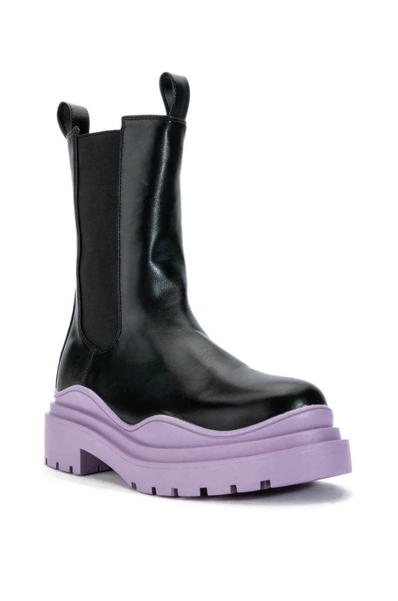 AZALEA WANG GHOSTED FLATFORM CHELSEA BOOT IN PURPLE