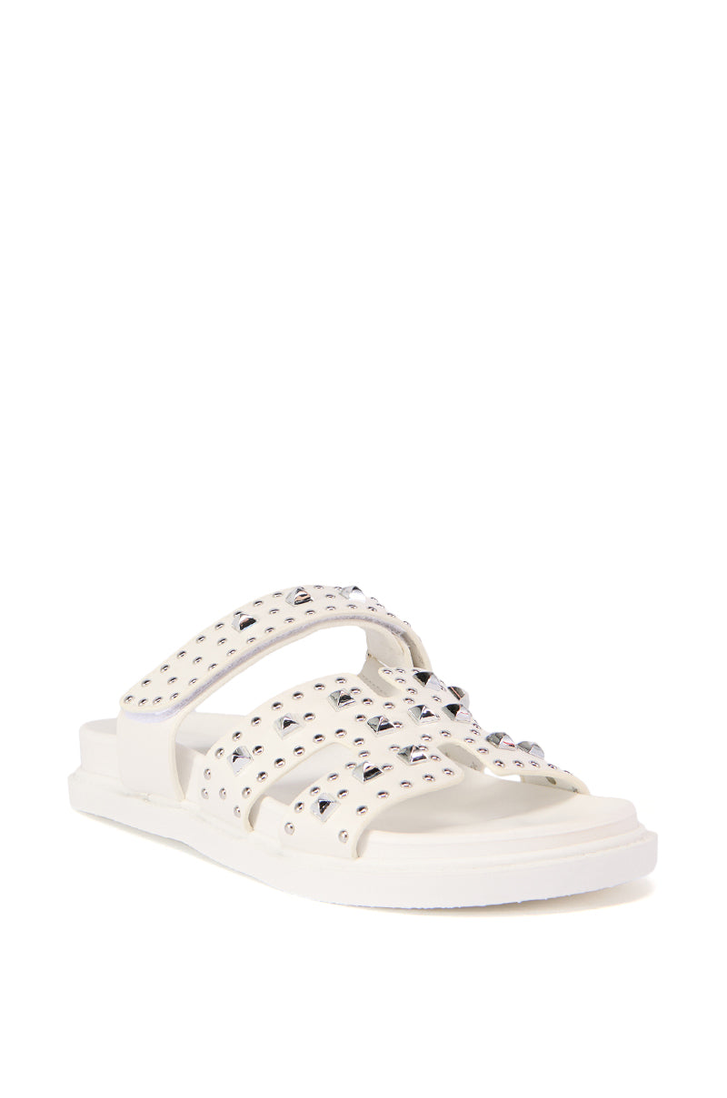 AZALEA WANG KEPLER WHITE EMBELLISHED SLIP ON SANDAL