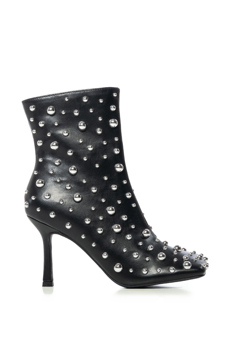 AZALEA WANG MATERA BLACK SILVER BULB EMBELLISHED BOOTIE