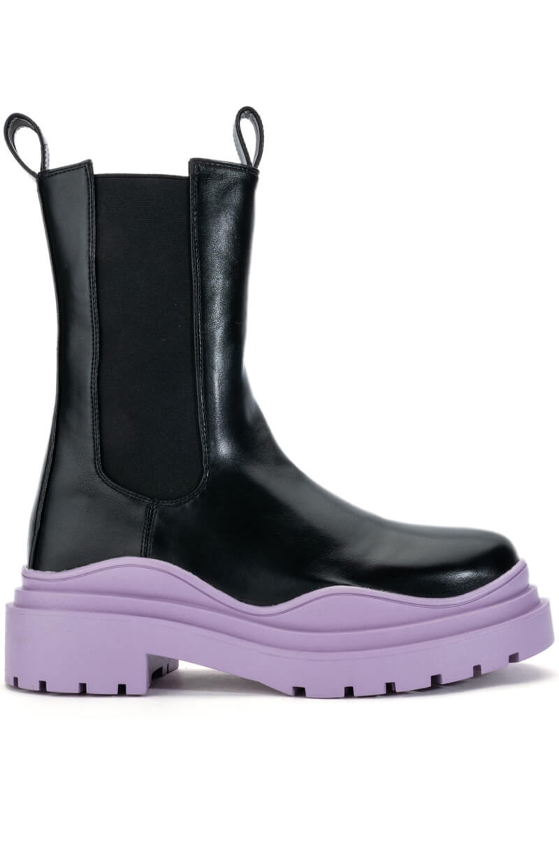 AZALEA WANG GHOSTED FLATFORM CHELSEA BOOT IN PURPLE