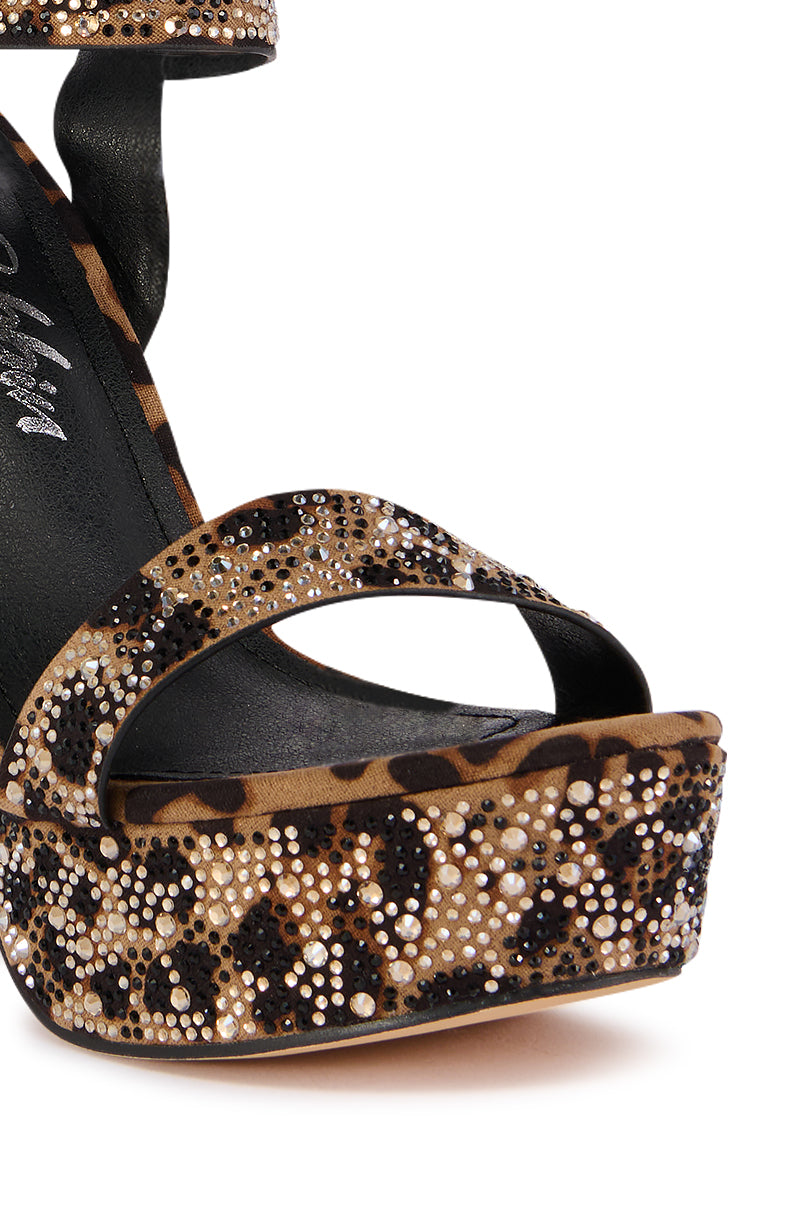 ROSS LEOPARD EMBELLISHED PLATFORM SANDAL