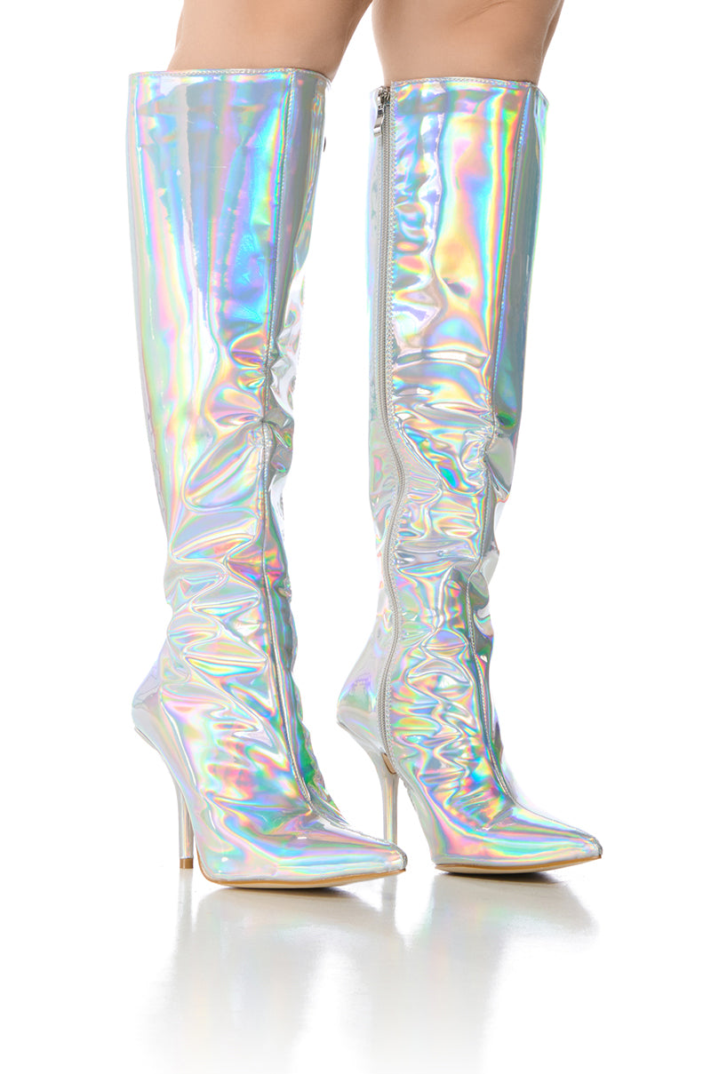 AZALEA WANG COLLETE HOLOGRAPHIC BOOT