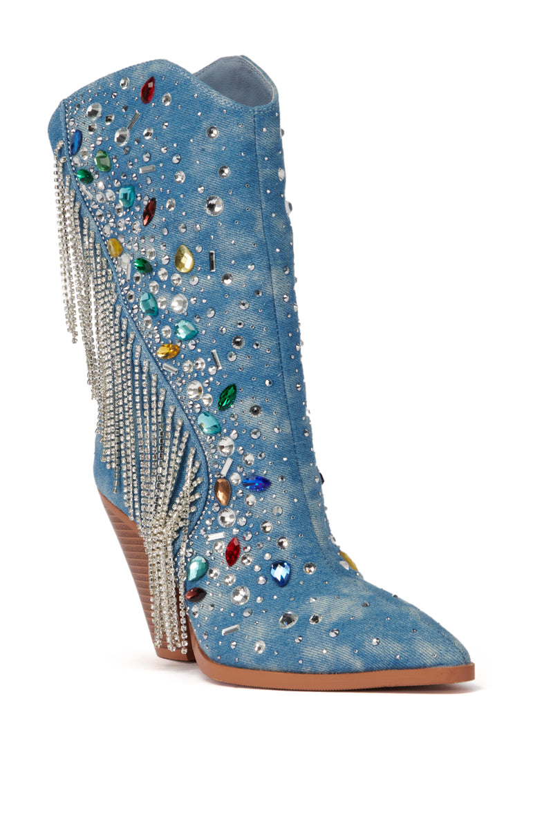 AZALEA WANG GAINES DENIM WESTERN BOOTIE