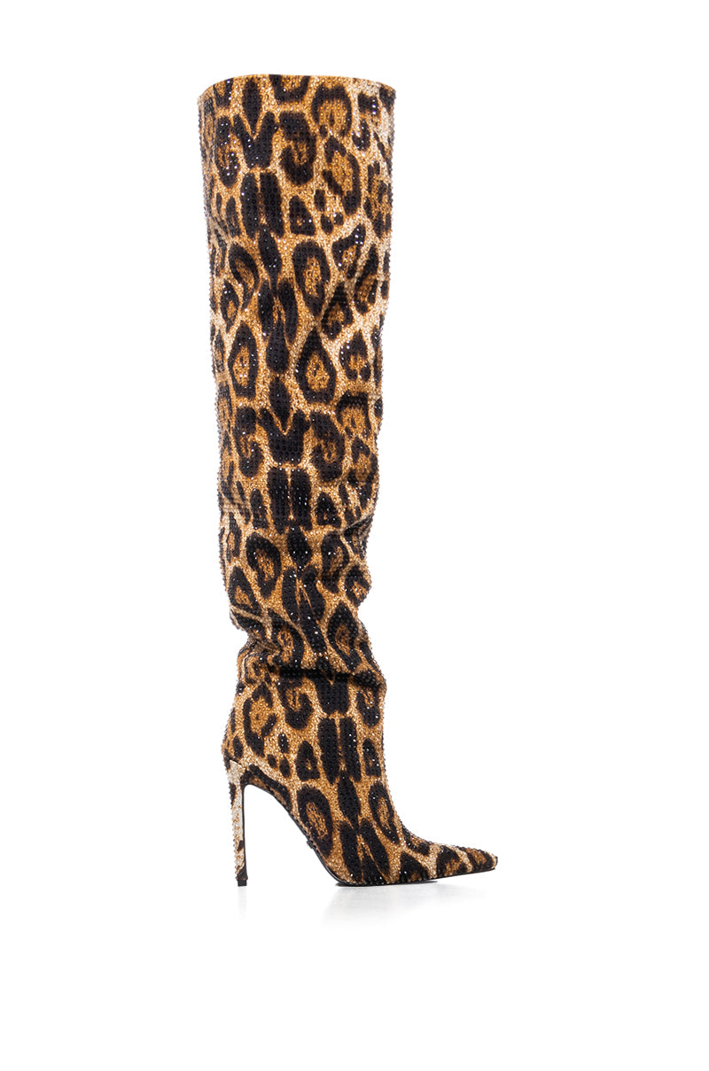 AZALEA WANG ADVENTUROUS LEOPARD RHINESTONE OVER THE KNEE BOOT