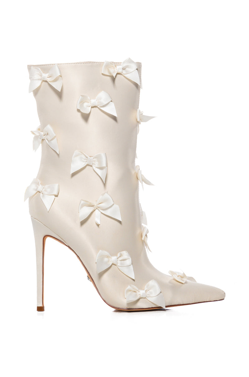 AZALEA WANG TAFFYTA CREAM BOW BOOT