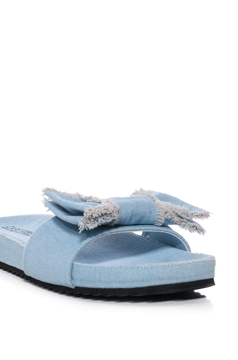 ANAI DENIM BOW SANDAL IN LIGHT BLUE