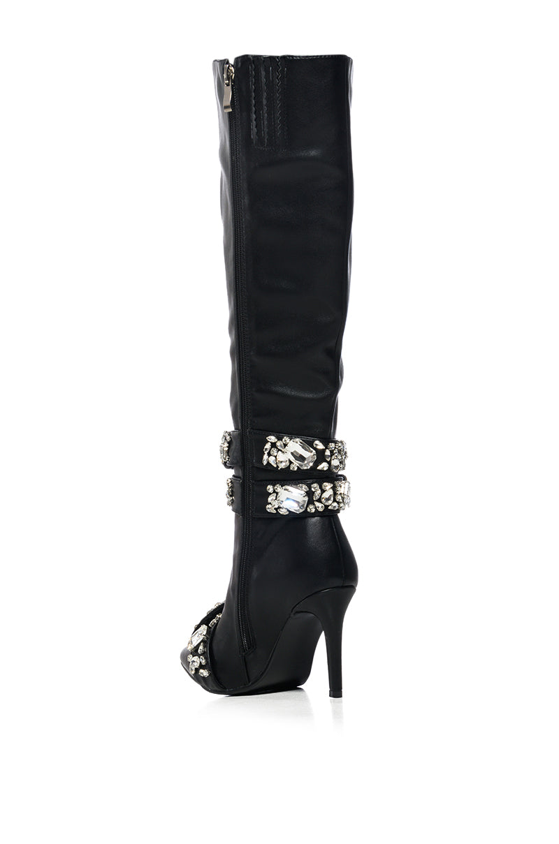 AZALEA WANG ALONZA BLACK DIAMOND EMBELLISHED BOOT