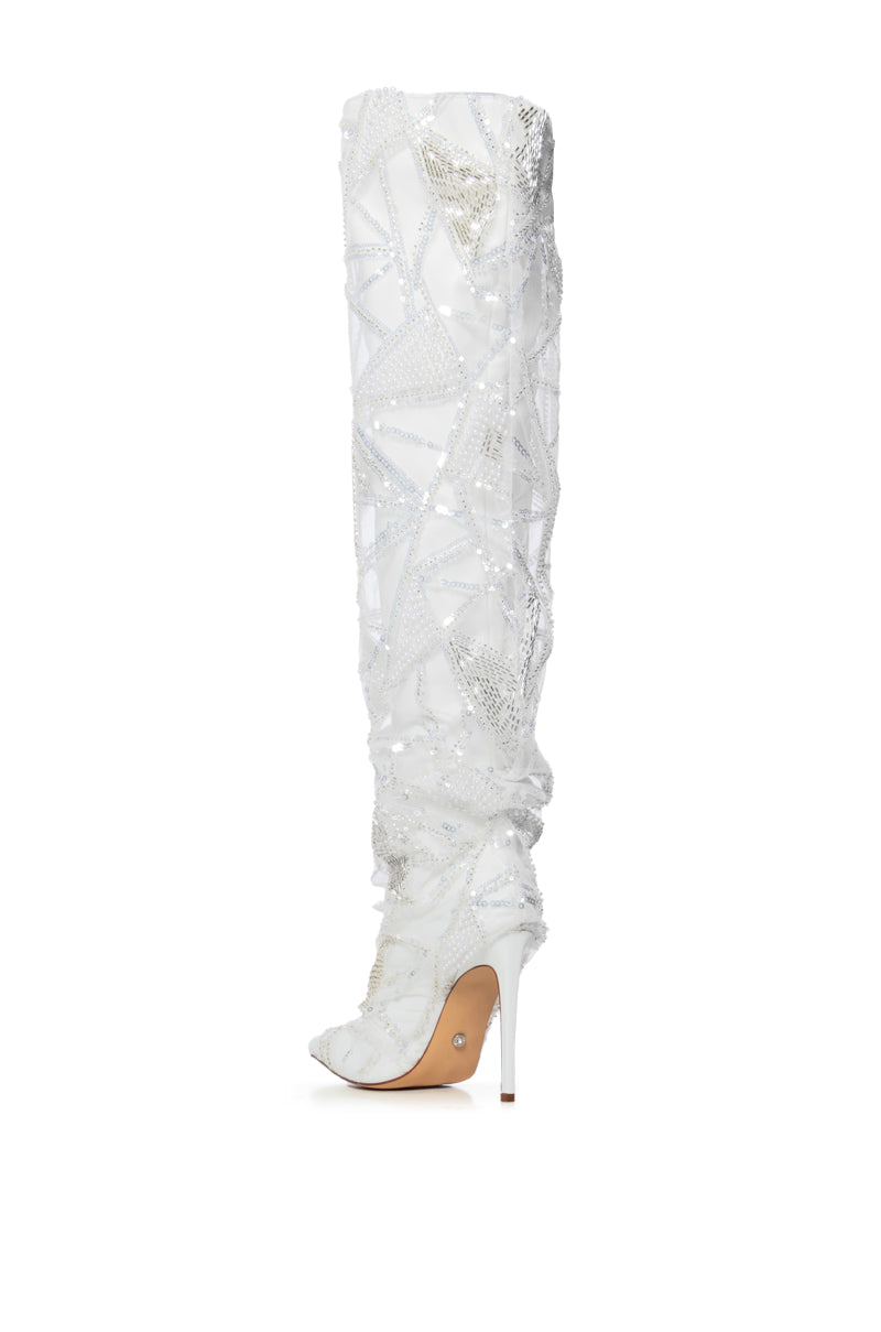 AZALEA WANG MAINSTREET WHITE ABSTRACT EMBELLISHED BOOT