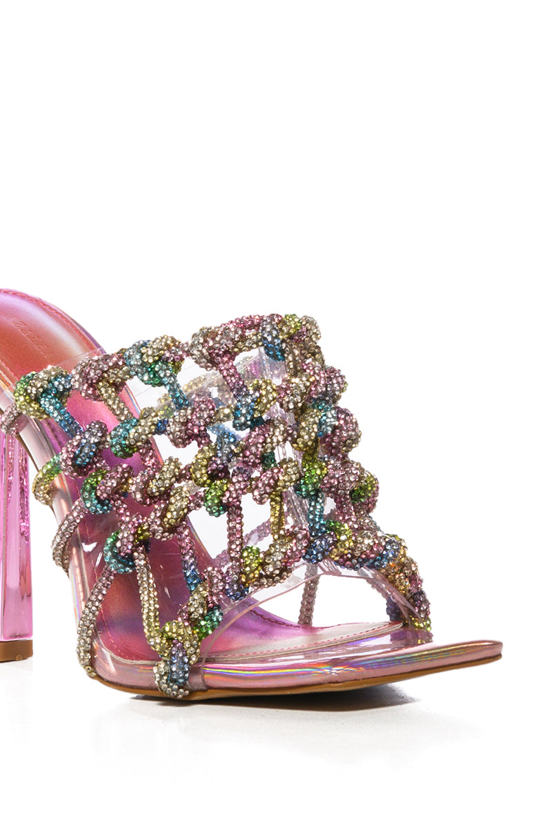 AZALEA WANG SNOWDROP EMBELLISHED KNOT WEB SANDAL IN MULTI