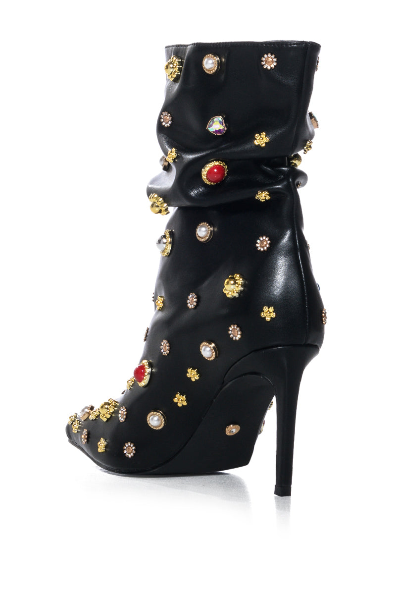 AZALEA WANG WENZLER EMBELLISHED BOOTIE IN BLACK