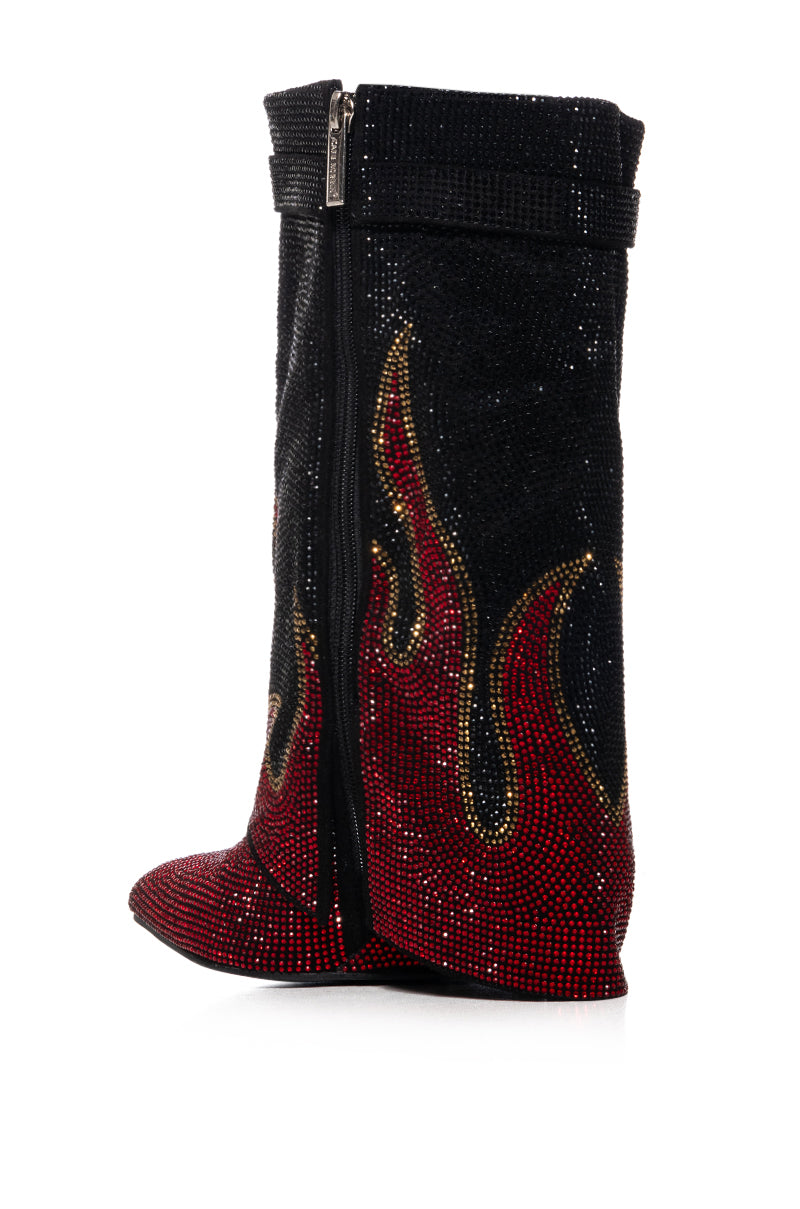 KIELA EMBELLISHED FLAME BOOTIE