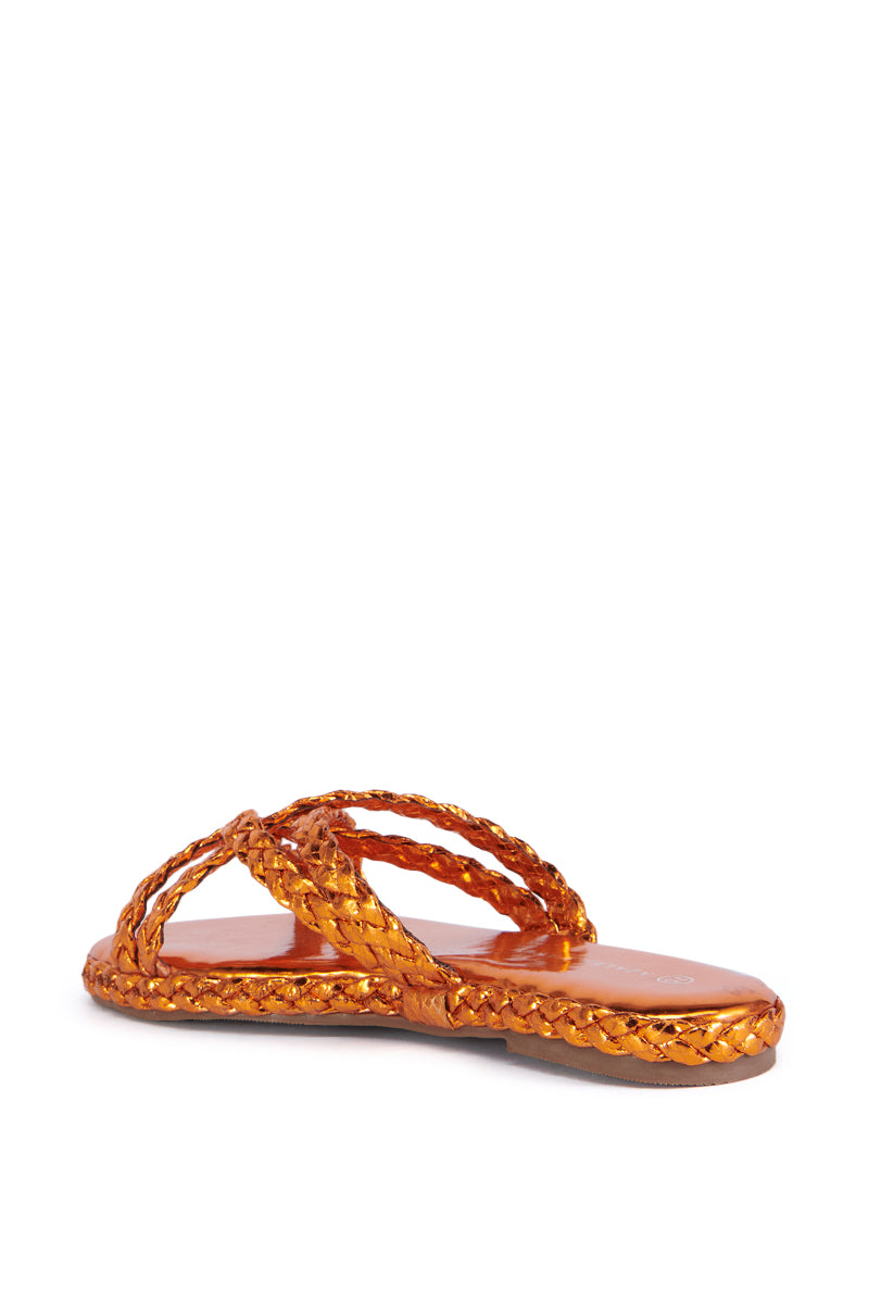 AZALEA WANG AMMON ORANGE METALLIC BRAIDED SANDAL