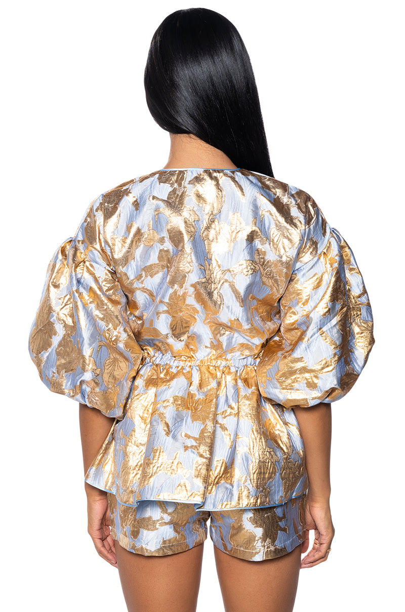 GILDED ROSES BROCADE BLOUSE