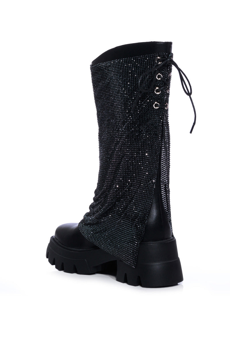 AZALEA WANG BLOOMFIELD EMBELLISHED BOOT IN BLACK