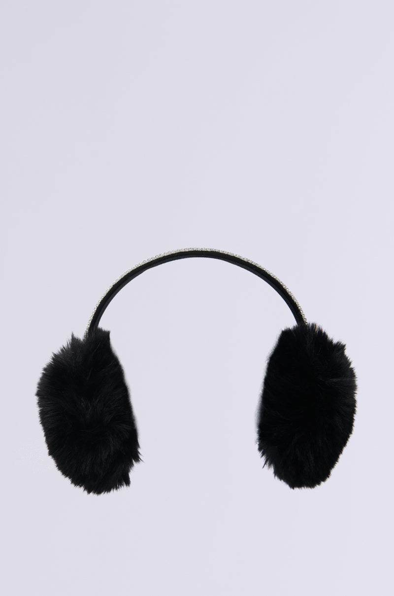 EXTRA RHINESTONE EAR MUFFS IN BLACK