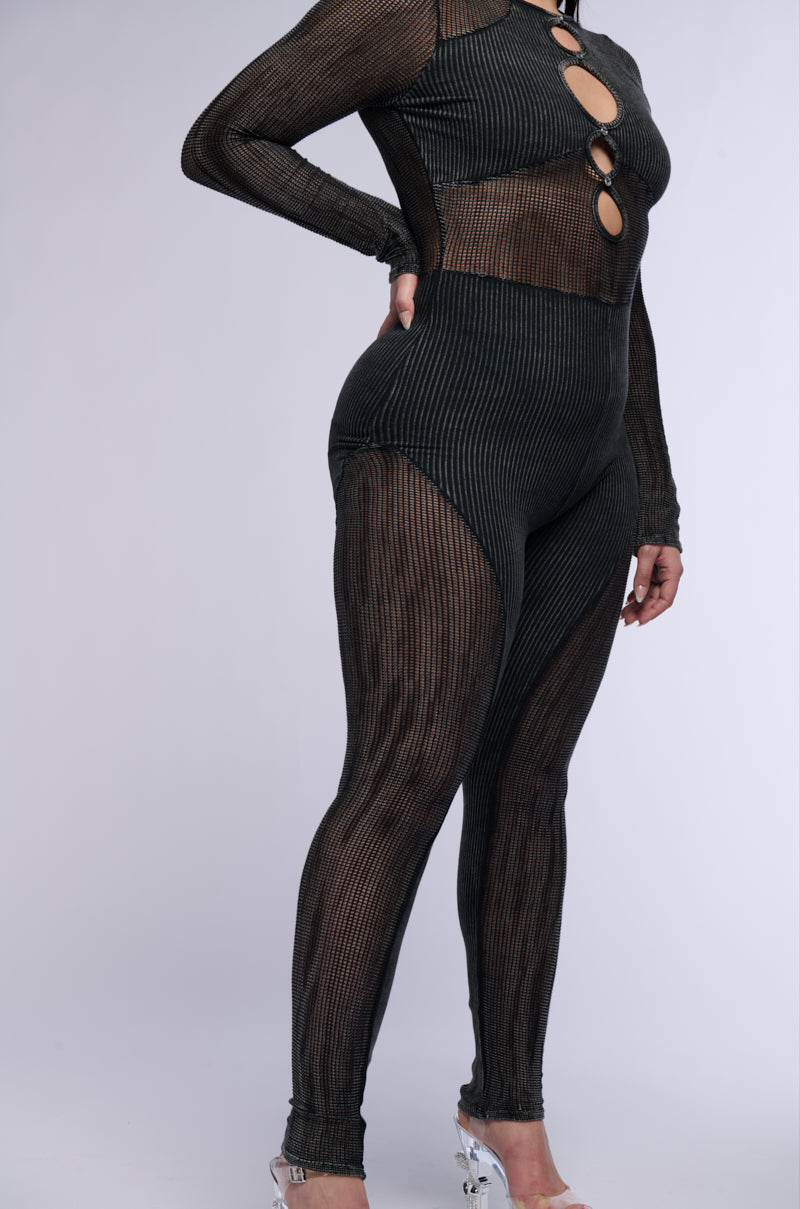ARCHETYPE MESH KNIT CUTOUT JUMPSUIT