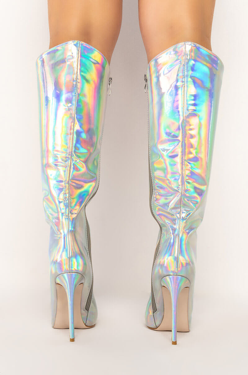 AZALEA WANG NOVA SEXY STILETTO BOOT IN SILVER