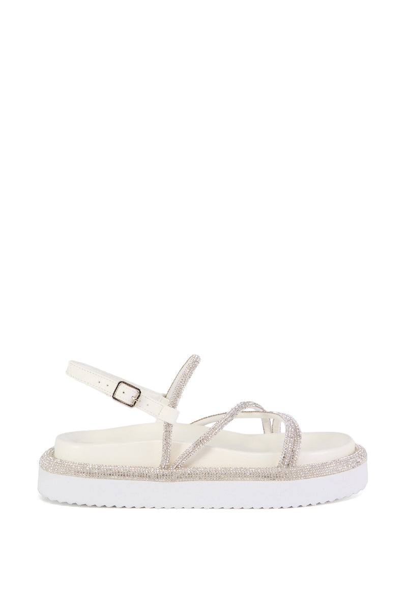 AZALEA WANG KEALOHA WHITE SPARKLE STRAP SANDAL