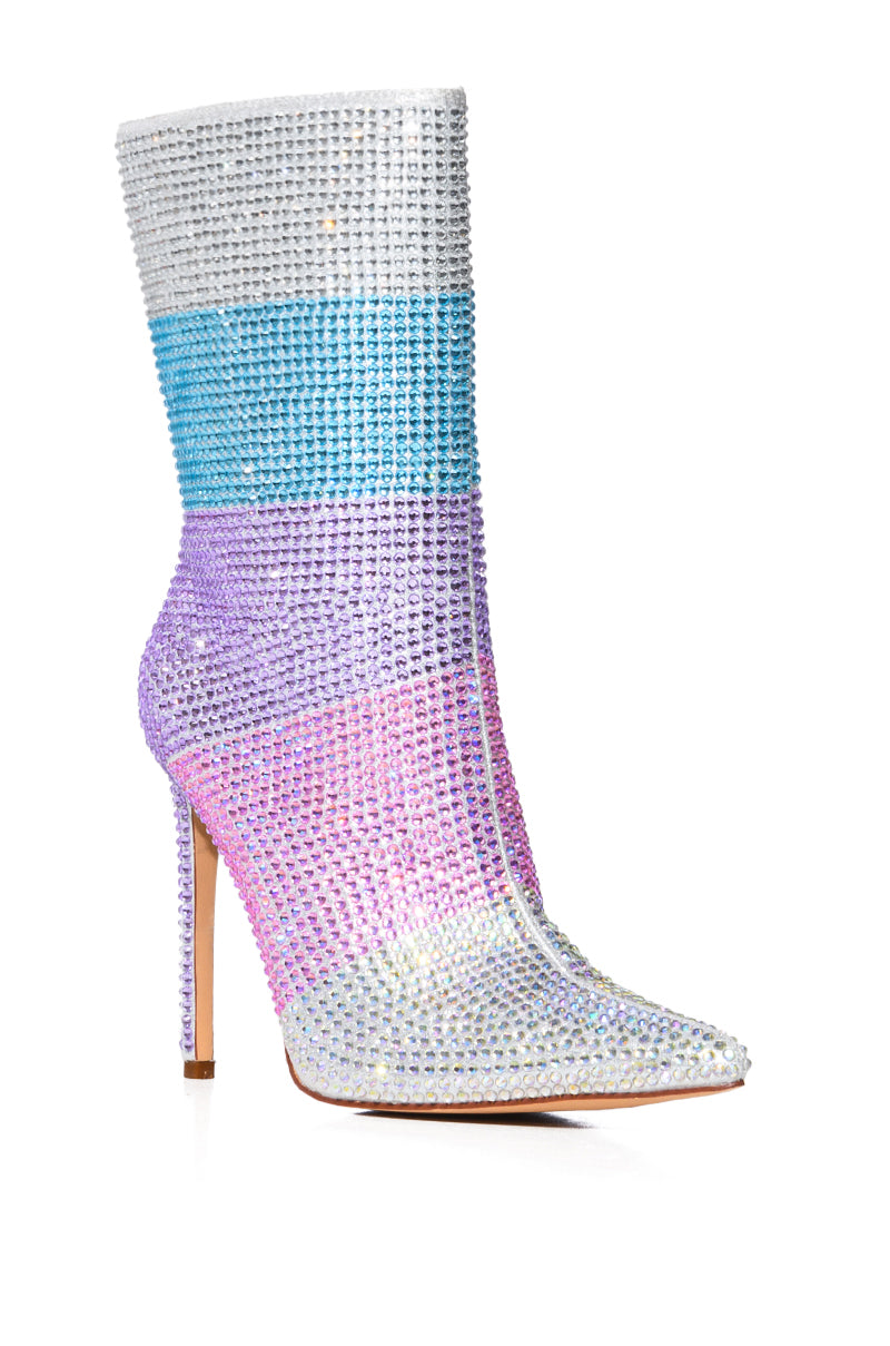 AZALEA WANG JAYLEEN MULTI RHINESTONE STRIPE BOOTIE