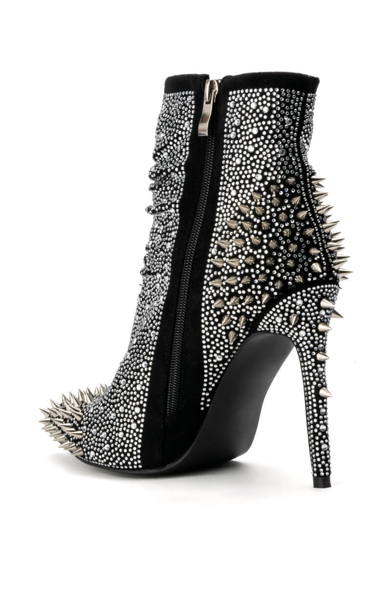 AZALEA WANG TAMARA RHINESTONE SPIKE STILETTO BOOTIE IN BLACK