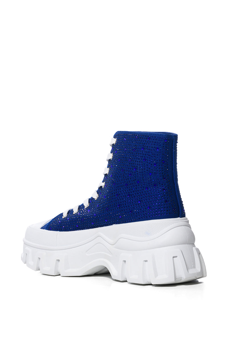 AZALEA WANG LIBBIE EMBELLISHED SNEAKER IN BLUE