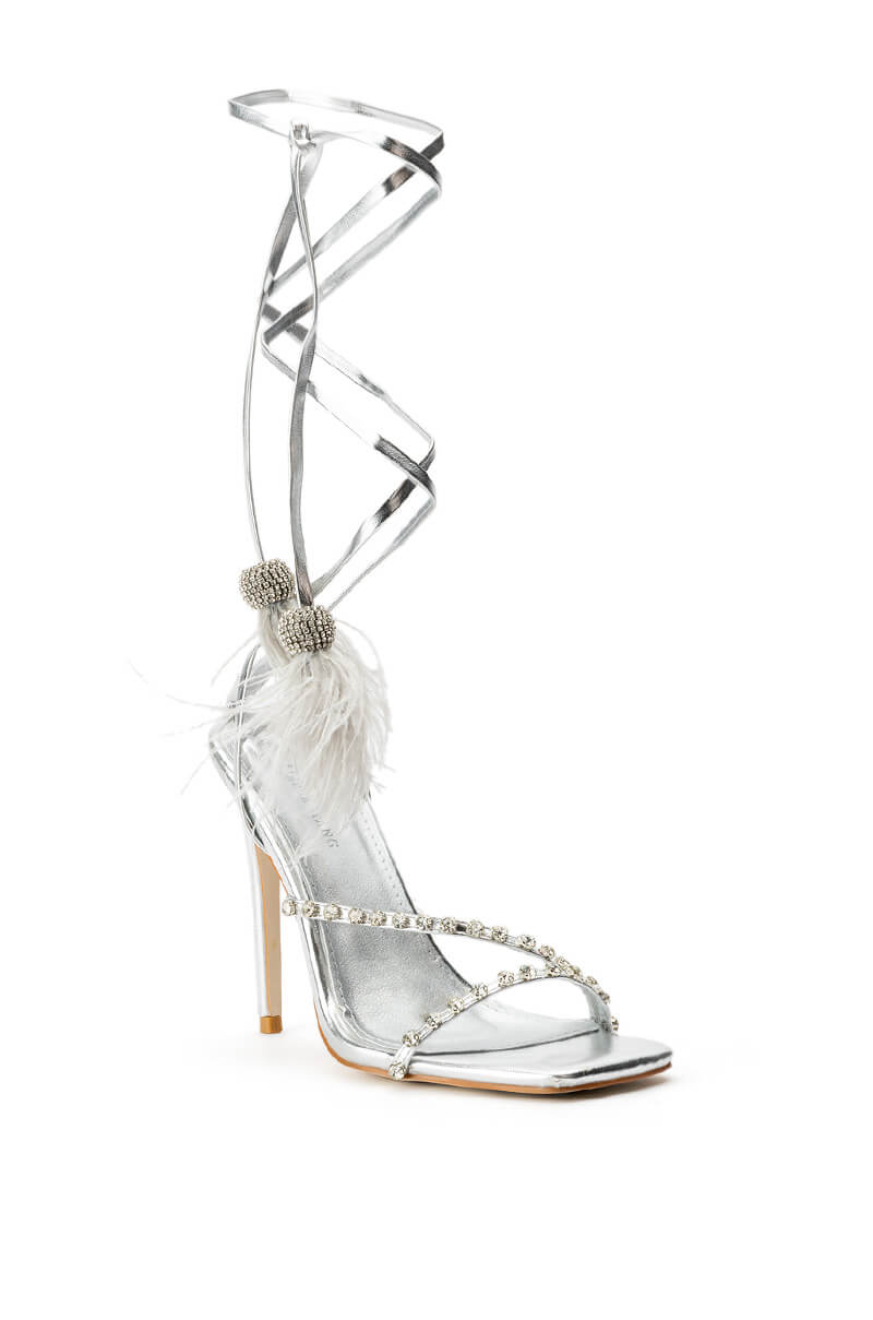 AZALEA WANG MISSY STILETTO METALLIC SANDAL IN SILVER