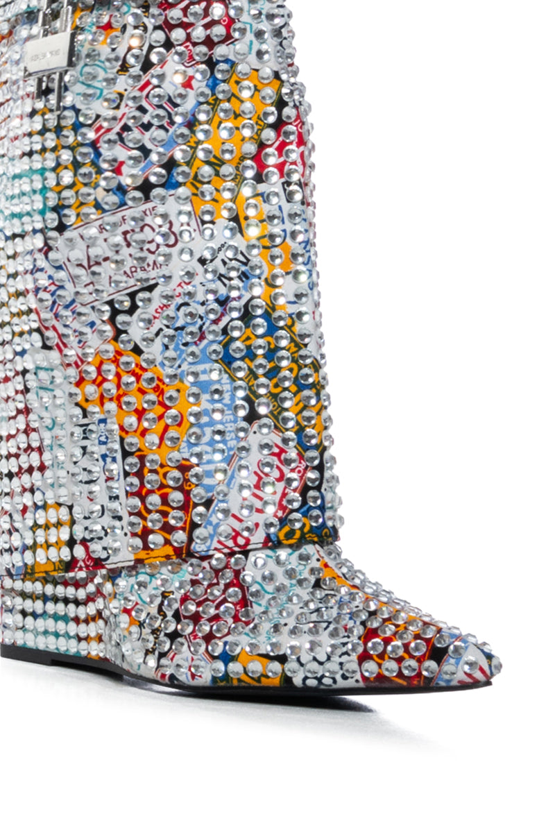 AZALEA WANG TUPELO MULTI DIAMOND COVERED BOOT