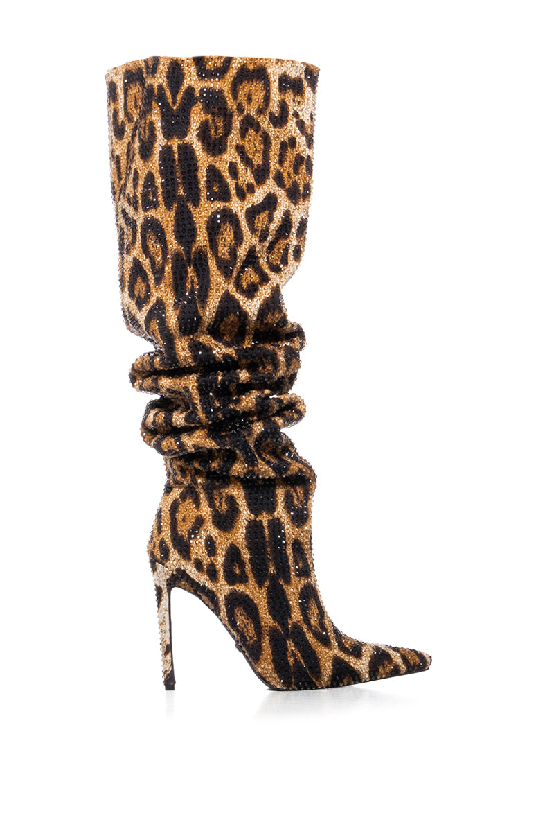 AZALEA WANG ADVENTUROUS LEOPARD RHINESTONE OVER THE KNEE BOOT