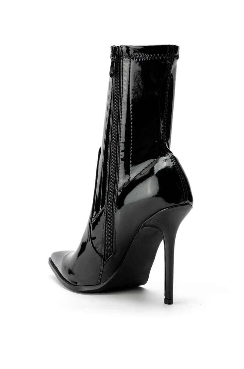 AZALEA WANG SERENITY PATENT STRETCH BOOTIE IN BLACKPATENT