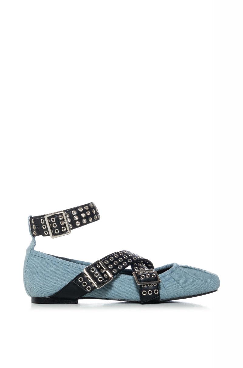 AZALEA WANG NOVALIE DENIM BALLERINA FLAT