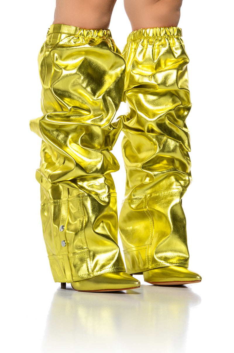 AZALEA WANG SUTTER YELLOW METALLIC PANT LOOK BOOT