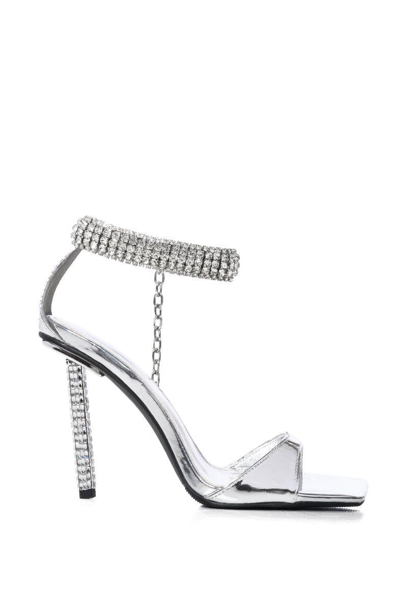 AZALEA WANG RASHA SILVER RHINESTONE STRAP SANDAL