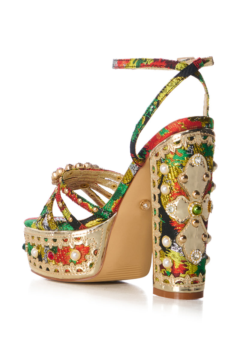 AZALEA WANG KALANI MULTI BROCADE EMBELLISHED SANDAL