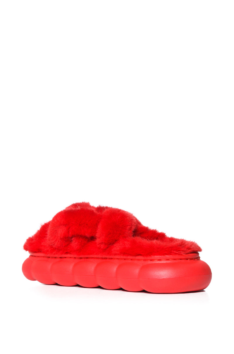 AZALEA WANG LEELAH RED FUZZY SANDAL