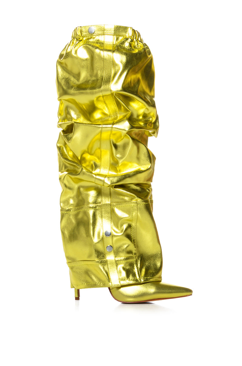 AZALEA WANG SUTTER YELLOW METALLIC PANT LOOK BOOT