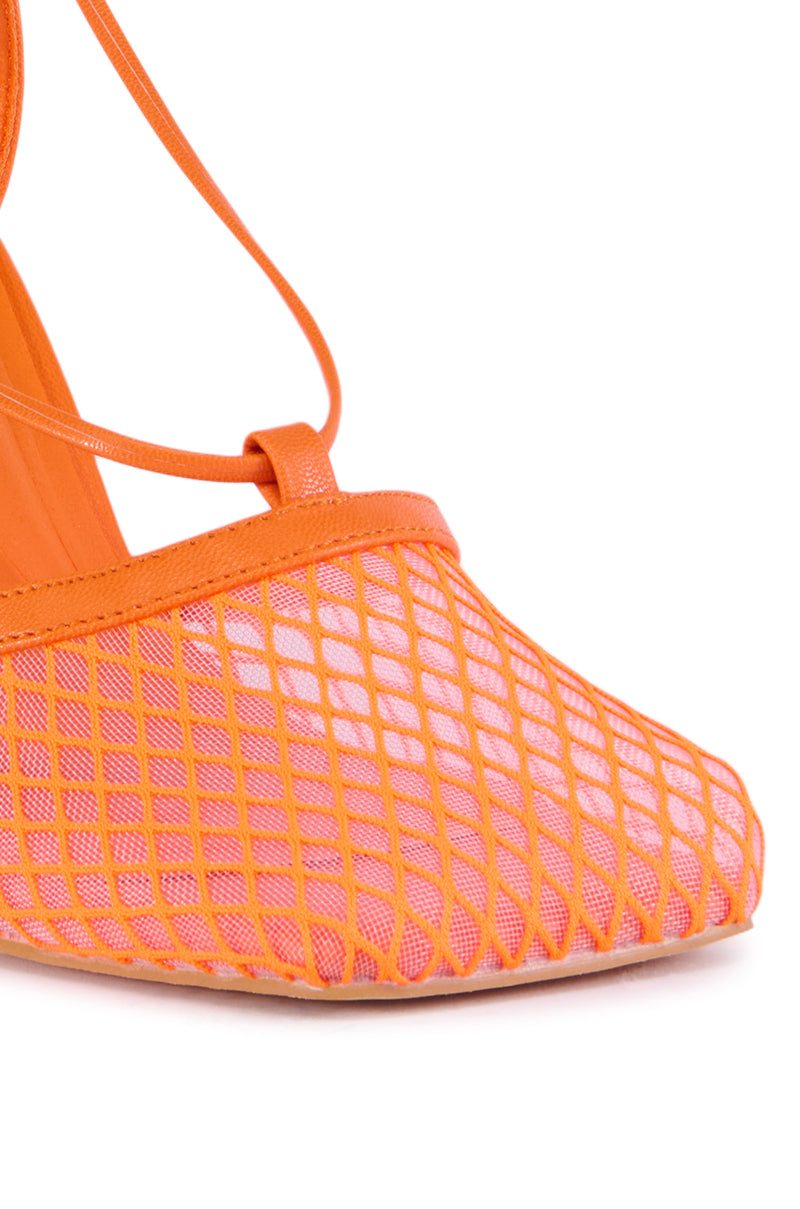 AZALEA WANG SKYLEE MESH SANDAL IN ORANGE