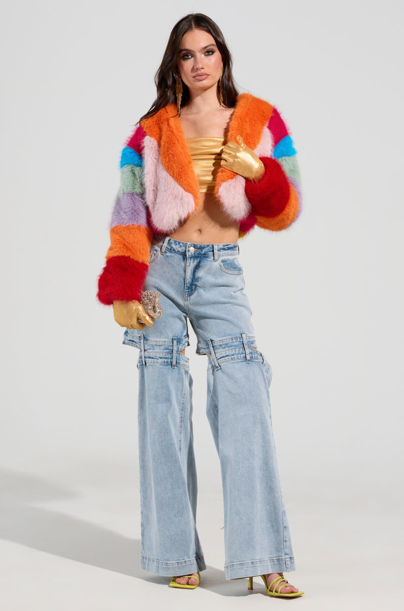 CALL ME CRAZY RAINBOW FUR JACKET